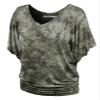 Lock and Love LL WT1116 Womens V Neck Short Sleeve Tie Dye Drape Dolman Top L Olive view 1