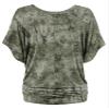Lock and Love LL WT1116 Womens V Neck Short Sleeve Tie Dye Drape Dolman Top L Olive view 3