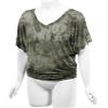 Lock and Love LL WT1116 Womens V Neck Short Sleeve Tie Dye Drape Dolman Top L Olive view 4