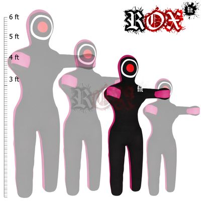 ROX Fit Grappling Dummy Realistic Straight style Brazilian JiuJitsu Training Bag 3 ft, 4 ft, 5 ft,6ft (Unfilled) (4 Foot, Black Pink)