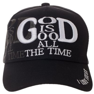 Artisan Owl God is Good All The Time with I Love Jesus on Back Baseball Cap - Religious Christian Spiritual Embroidered Hat (Black, Baseball Cap)