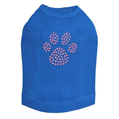 Paw- Pink Rhinestuds - Dog Shirt, L Royal Blue