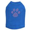 Paw- Pink Rhinestuds - Dog Shirt, L Royal Blue view 1