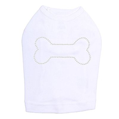 Bone - Rhinestone - Dog Shirt, XL White