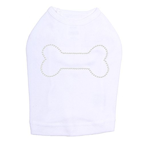 Bone - Rhinestone - Dog Shirt, XL White