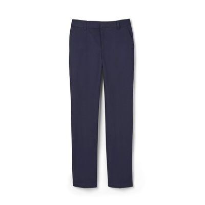 French Toast Boys' Relaxed Fit Twill Pant with Adjustable Waist in Standard Slim and Husky, Navy Blue, 14 Slim