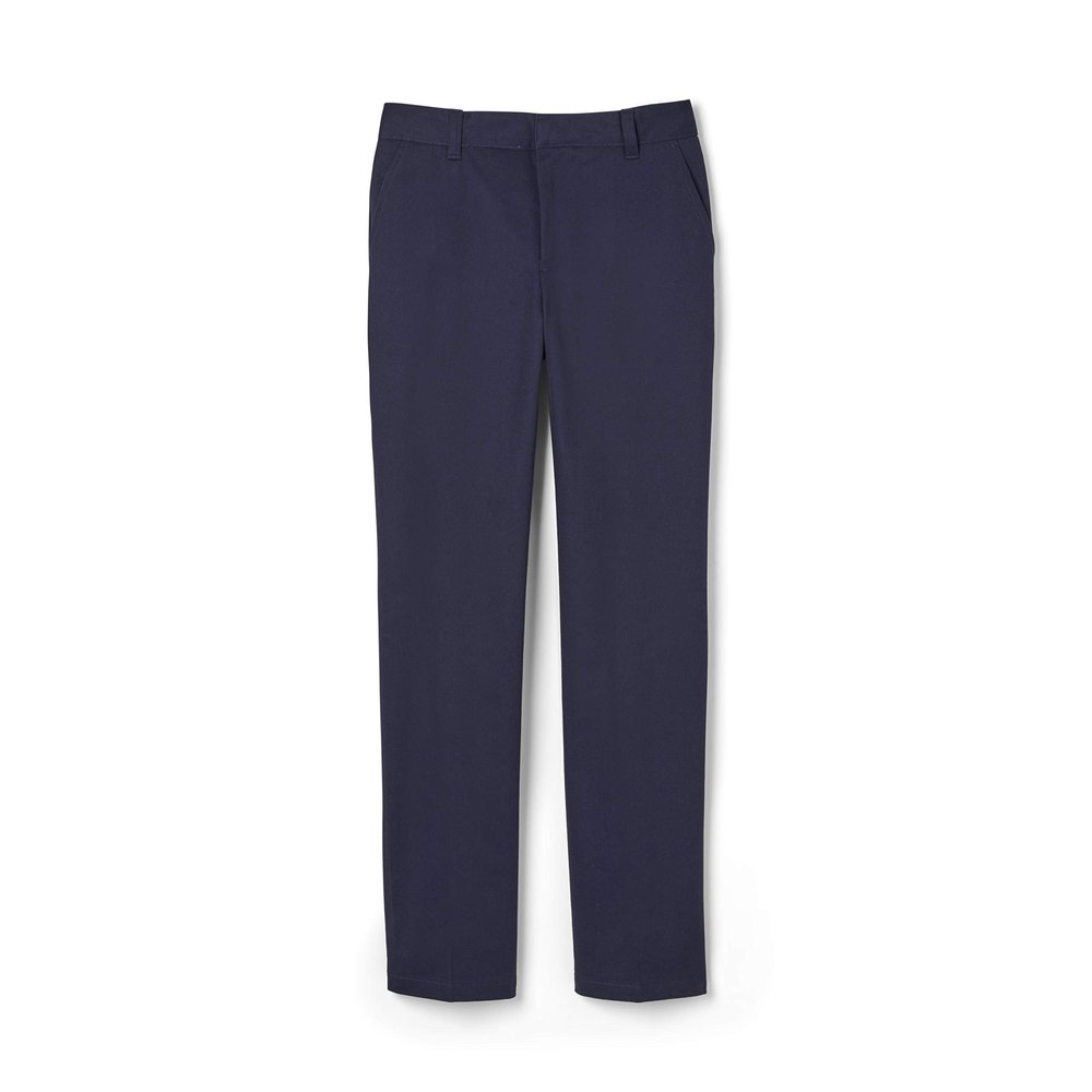 French Toast Boys' Relaxed Fit Twill Pant with Adjustable Waist in Standard Slim and Husky, Navy Blue, 14 Slim