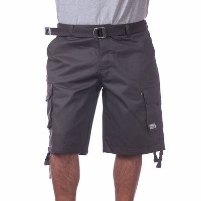 Pro Club Men's Cotton Twill Cargo Shorts with Belt, 64", Charcoal