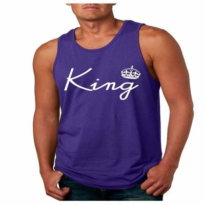 ALLNTRENDS Couple Tank Top Queen and King White Letters Valentine's Day Shirt (Womens S Mens M, Purple)