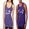ALLNTRENDS Couple Tank Top Queen and King White Letters Valentine's Day Shirt (Womens S Mens M, Purple) view 3