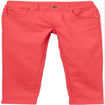 ToBeInStyle Girl's Colored Twill Pants with Belt Loops - Coral - 2T