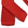 Moda Di Raza - Mens Casual Solid Color Waffle Knit Woven Square End Neck Tie - 2.25" - Red view 2
