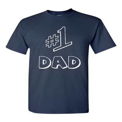 #1 One Dad Daddy Father's Day TV Comedy Series Funny Novelty Adult T-Shirt Tee (XXXXX Large, Navy Blue w/White)