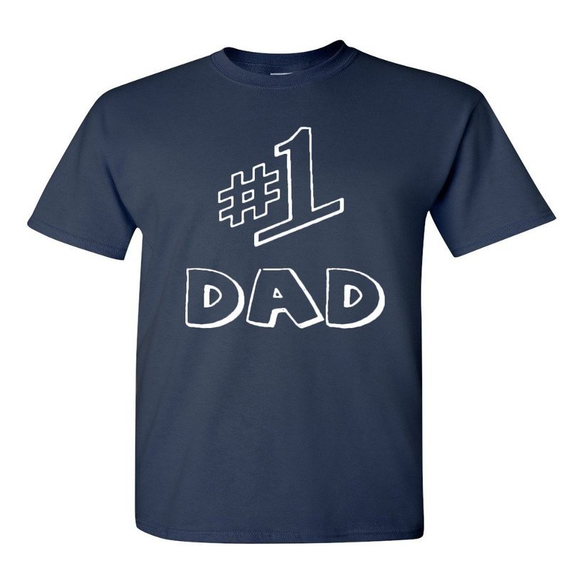#1 One Dad Daddy Father's Day TV Comedy Series Funny Novelty Adult T-Shirt Tee (XXXXX Large, Navy Blue w/White)