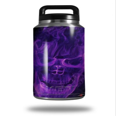 WraptorSkinz Skin Decal Wrap for Yeti Rambler Bottle 36oz Flaming Fire Skull Purple (YETI NOT Included)