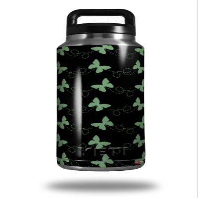 WraptorSkinz Skin Decal Wrap for Yeti Rambler Bottle 36oz Pastel Butterflies Green on Black (YETI NOT Included)