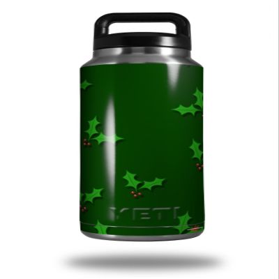 WraptorSkinz Skin Decal Wrap for Yeti Rambler Bottle 36oz Christmas Holly Leaves on Green (YETI NOT Included)