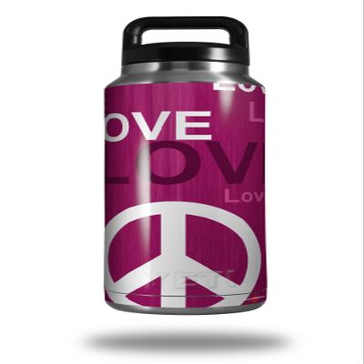 WraptorSkinz Skin Decal Wrap for Yeti Rambler Bottle 36oz Love and Peace Hot Pink (YETI NOT Included)