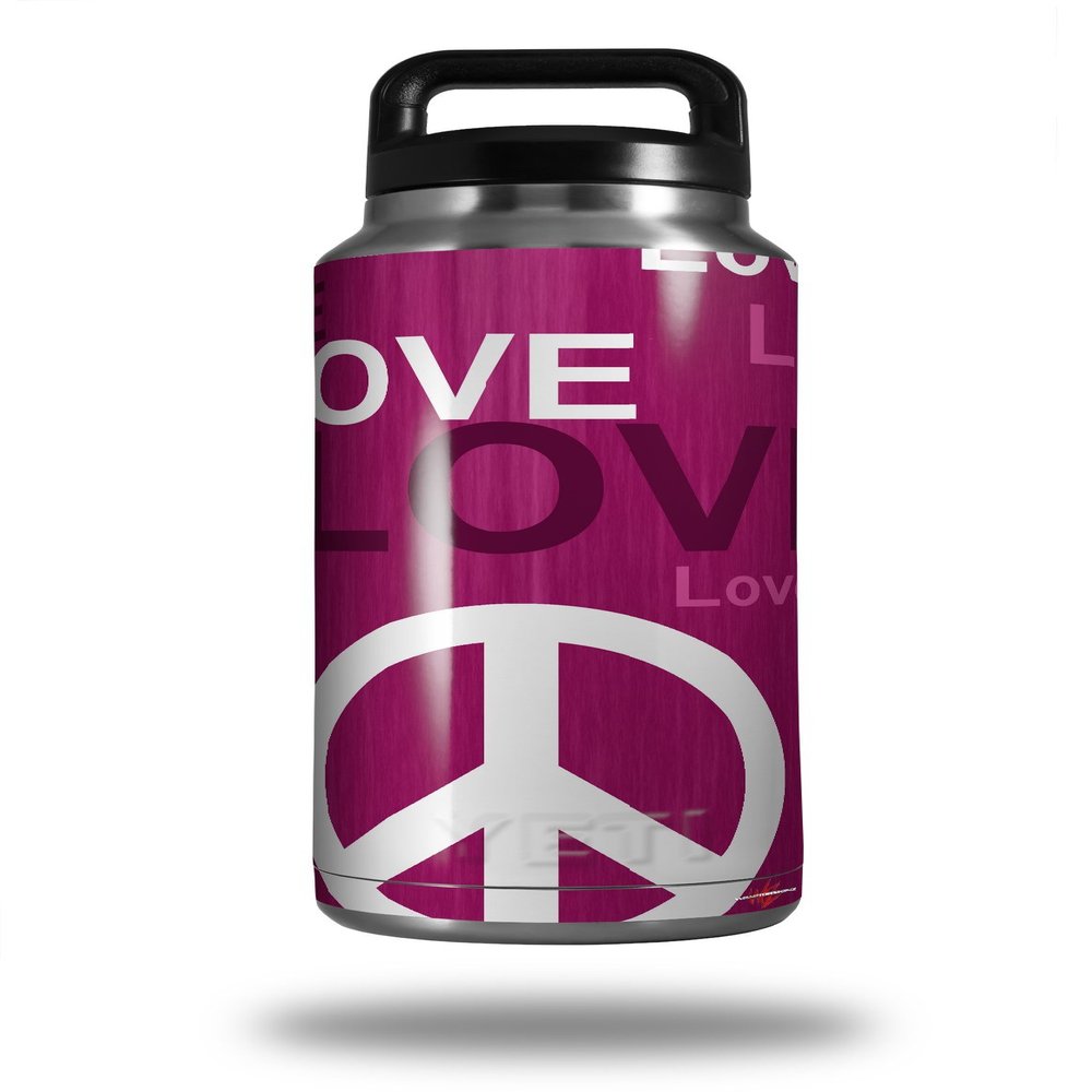 WraptorSkinz Skin Decal Wrap for Yeti Rambler Bottle 36oz Love and Peace Hot Pink (YETI NOT Included)