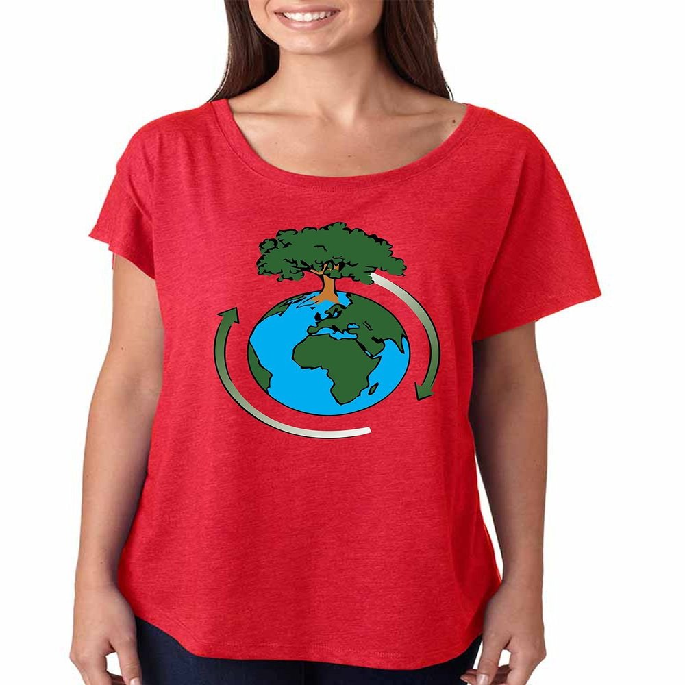 ALLNTRENDS Women's Dolman Shirt Earth Day Save The Planet Shirt (2XL, Vintage Red)