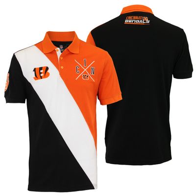 FOCO Cincinnati Bengals Cotton Rugby Polo Diagonal Stripe Medium