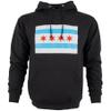 FOX OUTDOOR PRODUCTS Men's City of Chicago Flag Print Hooded Pullover - Cotton Blend Patriotic Front Chest Pattern Sweatshirt, Black, Small view 1