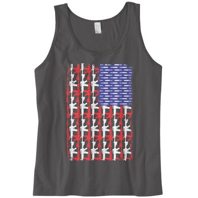 Cybertela Men's American US USA Guns and Bullets Flag Tank Top (Charcoal, Medium)