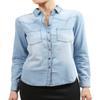 NE PEOPLE Womens Light Weight Front Pocket Long Sleeve Denim Button Down Shirts-LIGHTINDIGO-L view 1