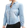 NE PEOPLE Womens Light Weight Front Pocket Long Sleeve Denim Button Down Shirts-LIGHTINDIGO-L view 2