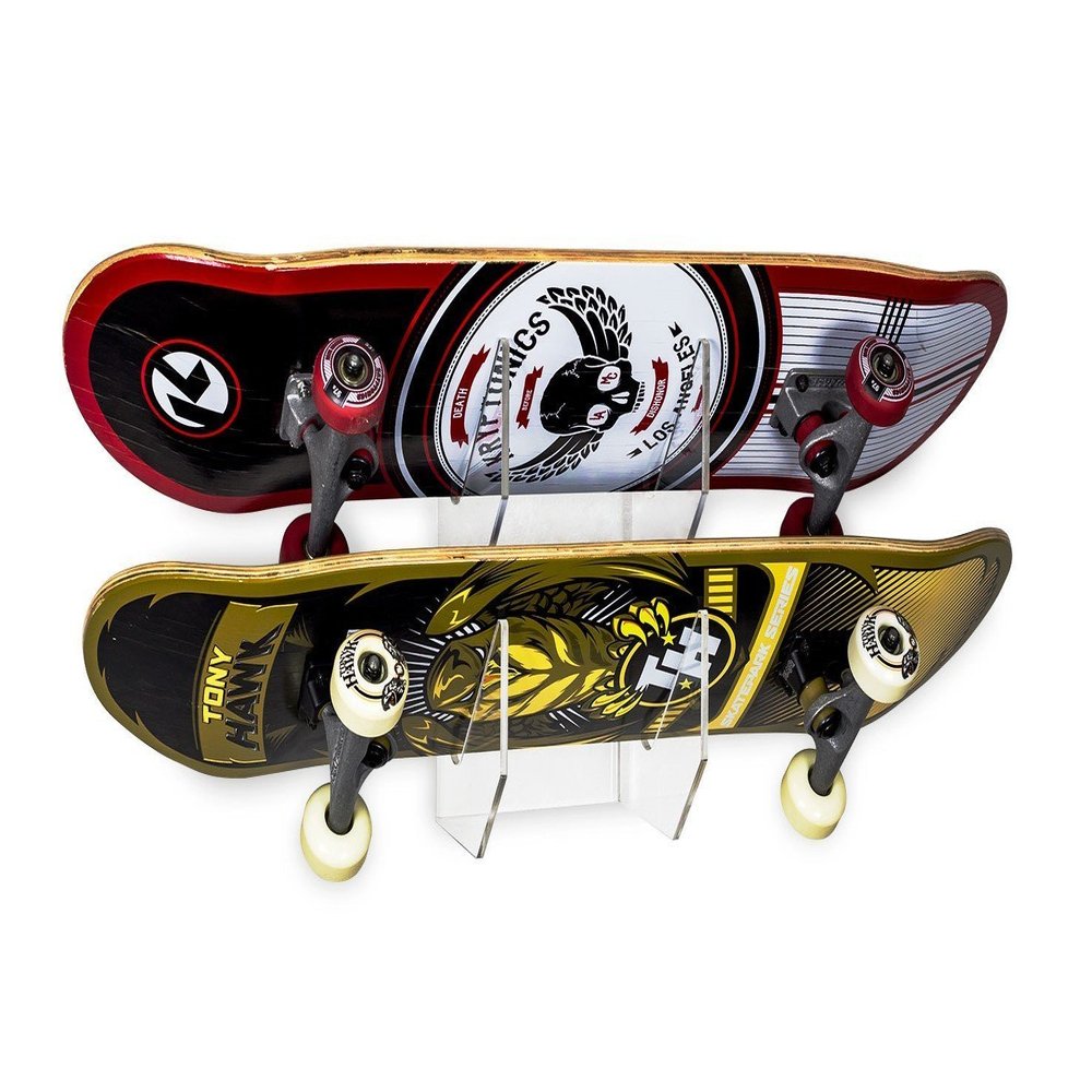 sOURCEONE.ORG Deluxe Tier Skateboard Storage Display Rack - Invisible Clear Acrylic Wall Mount Display