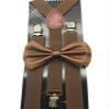 Dark Brown Color Wedding Accessories Adjustable Bow Tie & Suspenders view 2