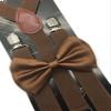 Dark Brown Color Wedding Accessories Adjustable Bow Tie & Suspenders view 3