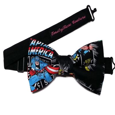 EmilyRose Couture Super Heroes-Sci Fi Bow Ties (Group 2 of 2) (Medium (6-12 Year Olds), Captain America Front page Comic Book)
