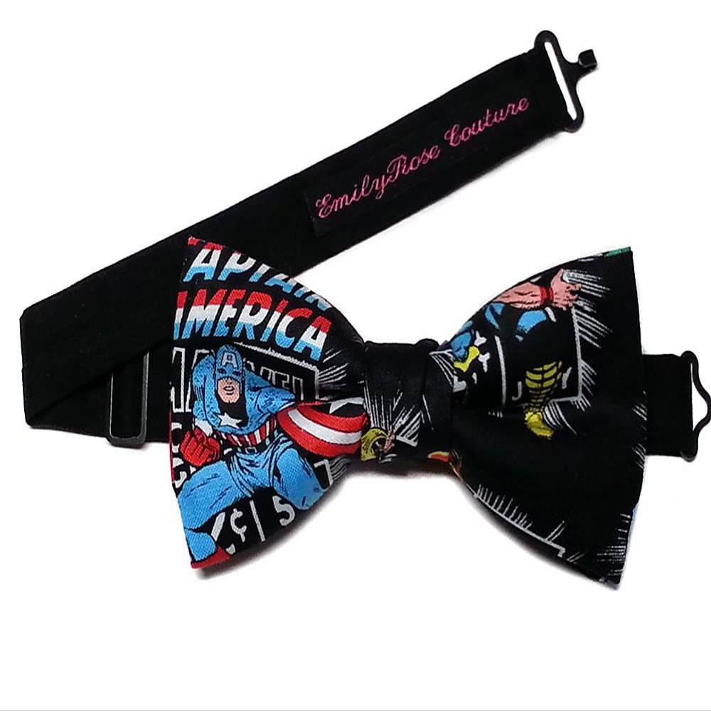 EmilyRose Couture Super Heroes-Sci Fi Bow Ties (Group 2 of 2) (Medium (6-12 Year Olds), Captain America Front page Comic Book)
