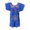 Ethnic Identity Embroidered Puebla Mexican Dress for Girls, Handmade Traditional Mexican Dress for Girls, Cotton Floral Girls Mexican Dress for Toddlers, 4T, Royal Blue view 1