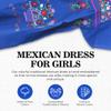 Ethnic Identity Embroidered Puebla Mexican Dress for Girls, Handmade Traditional Mexican Dress for Girls, Cotton Floral Girls Mexican Dress for Toddlers, 4T, Royal Blue view 2