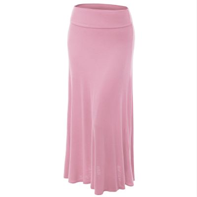 Lock and Love WB670 Womens Fold-Over Maxi Skirt XXXL Pink