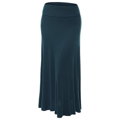 Lock and Love WB670 Womens Fold-Over Maxi Skirt XXXL Teal