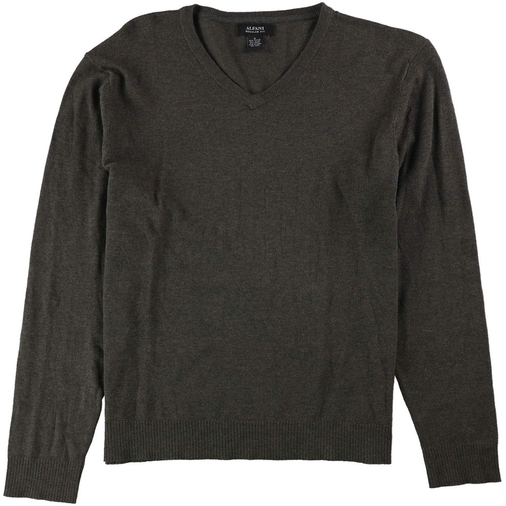 Alfani Mens Knit Pullover Sweater, Grey, Small