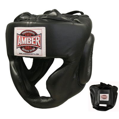 Extreme Full-Face Leather Headgear Ultimate Protection, Black, Medium