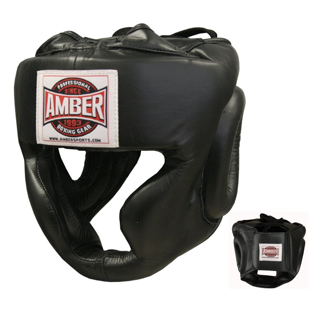 Extreme Full-Face Leather Headgear Ultimate Protection, Black, Medium