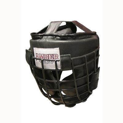 Heavy Leather Headgear with Removable Face Mask, Adjustable Hook & Loop Closure - Ideal for Boxing, Kickboxing, MMA Training, Small/Medium