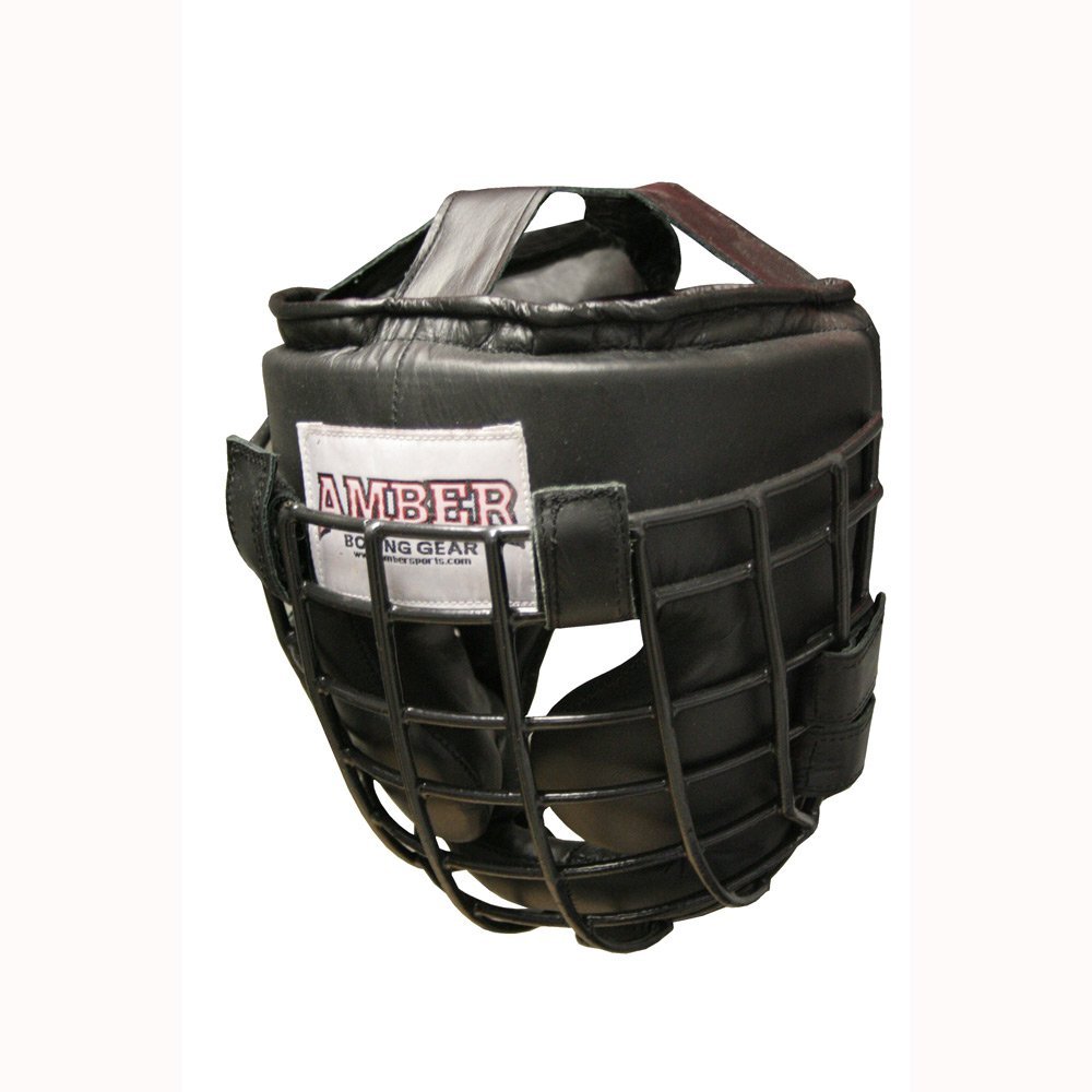 Heavy Leather Headgear with Removable Face Mask, Adjustable Hook & Loop Closure - Ideal for Boxing, Kickboxing, MMA Training, Small/Medium