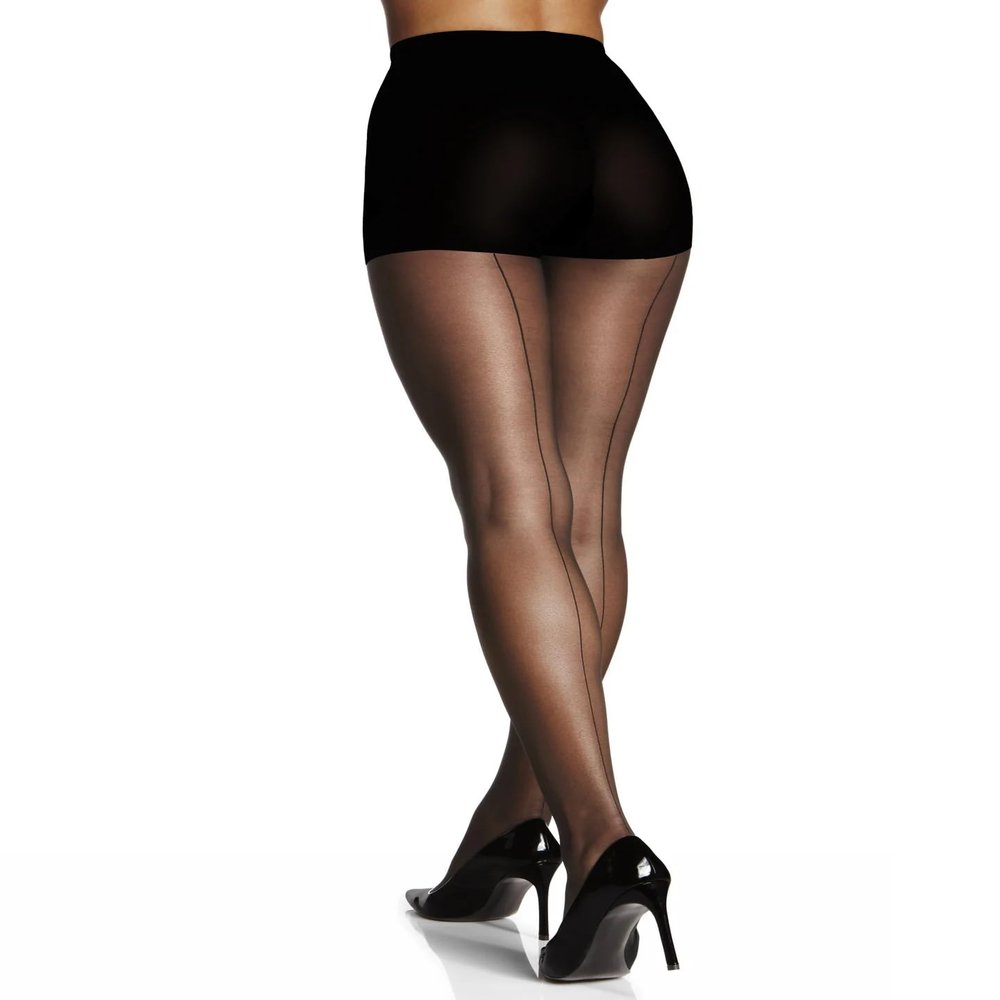 Berkshire womens Sheer Backseam With Control Top Pantyhose, Fantasy Black, 1X-2X US
