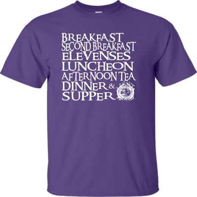 Go All Out XXXXX-Large Purple Adult The Seven Daily Hobbit Meals T-Shirt
