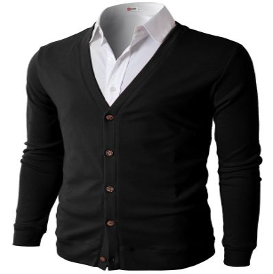 H2H Mens V Neck Button Business Suit Cotton Cardigan Sweater Black US XL/Asia 2XL (CMOCAL012)