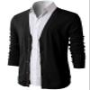 H2H Mens V Neck Button Business Suit Cotton Cardigan Sweater Black US XL/Asia 2XL (CMOCAL012) view 4