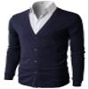 H2H Mens Fashion Thin Button V Neck Cotton Cardigan Navy US M/Asia L (CMOCAL012) view 1