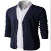 H2H Mens Fashion Thin Button V Neck Cotton Cardigan Navy US M/Asia L (CMOCAL012) view 4