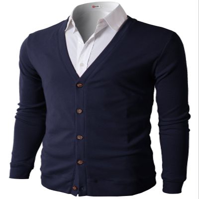 H2H Mens Slim Fit Button Down V-Neck Cotton Cardigan Navy US S/Asia M (CMOCAL012)